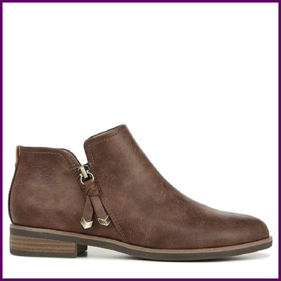 Faux Suede Ankle Booties with Side Zipper, 1 Inch Heel, Size 8 Wide - Picture 7 of 8